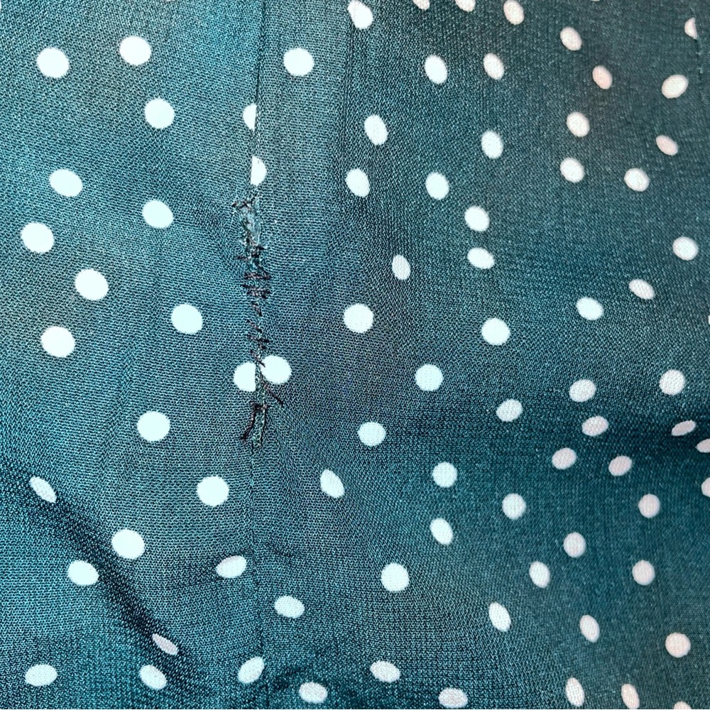 Princess Polly Caesura Mini Dress Women's Size 2 Teal Ruffle Hem Polka Dots - Picture 12 of 12